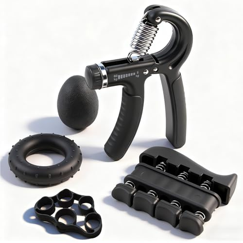 Hand Grip para Antebrazo Ejercitar 5 Piezas, Ajustables Fortalecedores de Agarre de Mano de 5-60KG, Ejercitador de Manos, para Estirar Los Dedos, Anillo, para Entrenamiento Antebrazo Muñeca