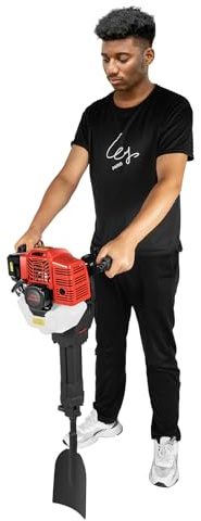 Bensin rivningshammare 52 CC, 1 900 W grävfräs med 1 500 /min, bärbar jordhålsborr för trädgårdsodling och trädrötter, inkl. verktygssats (svart/röd)