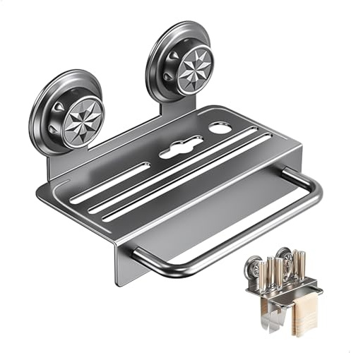 Bloc Couteaux Cuisine, Porte Couteau Mural avec 5 Fente et Porte-serviette, Support Couteaux avec Ventouses sans Traces, Porte Ustensiles Cuisine für Rangement Ciseaux, Serviette, Affuteur