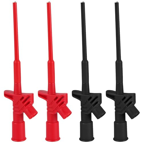 4 Stück Multimeter Kabel Prüfsonde, Professionelle Isolierte Schnell Test Haken Clip, Prüfspitze Isolierte 10a Krokodilklemme Prüfsonde Mit 4mm Bananenbuchse Schnell Prüfklammer Abnehmbare Sonde Multi