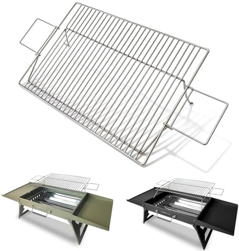 Charmline Stainless Steel Grill Grate Replacement, Lift-Up BBQ Cooking Grid with Handles, Suitable for Charmline Portable Charcoal Grill, Ideal for Meat, Steak & Outdoor Camping (51 x 35 cm)