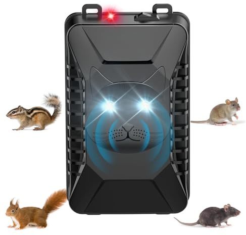 Geulieby Marten deterrent car, effective ultrasonic marten repellent with flashing light, marten deterrent connection USB or battery operated, marten protection for engine compartment, car, attic