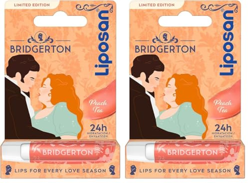 Liposan Bridgerton Edición Limitada Peach Tea- Bálsamo Labial Hidratante - Cacao de Labios con 24h de Hidratación - Aroma a Melocotón - Sutil Brillo de Labios Coral - Todo Tipo de Piel - 4,8 g