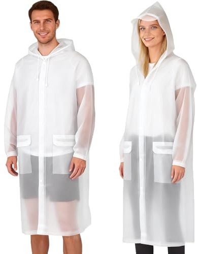 Yixker EVA Adults Rain Ponchos, Portable Waterproof Ponchos, with 2 Storage Bag&Reusable raincoat with Hoods for Camping,Fishing, Hiking Travel, Amusement Parks, Festival