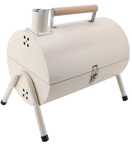 Pssopp Double Sided Portable Charcoal Grill Multifunction Outdoor Barbecue Stove with Chimney, Smokeless Design for Camping Picnic Patio (White Without Baking Tray)