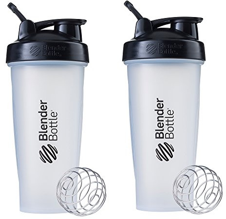 BlenderBottle Classic Shaker Bottle Perfect for Protein Shakes and Pre Workout, 28oz,Clear/Black (Pack of 2)