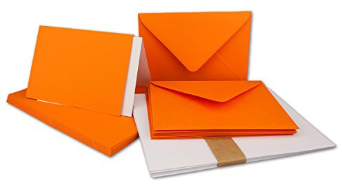 25x Faltkarten Set DIN A6/C6 mit Brief-Umschlägen in Orange - inklusive Einleger - 14,8 x 10,5 cm - Premium Qualität - FarbenFroh