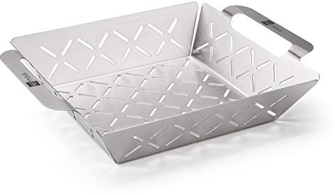 HEYNNA® Cesta/Bandeja de Parrilla Barbacoa en Acero Inoxidable – Accesorios de Barbacoa para Cocinar Verduras, Carne y Pescado – Bandeja de Barbacoa y Horno