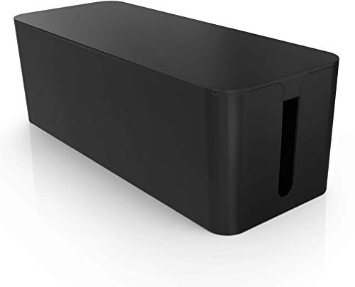 Kabelbox groß schwarz - Kabel verstecken zum Schutz von Kinder und Haustiere - Kabel Aufbewahrungsbox - Kabelmanagement zur Vermeidung von Kabelsalat (38,6 x 14,0 x 13,5 cm)