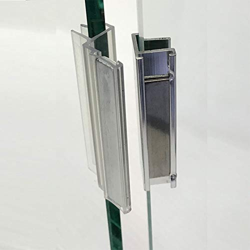 Clear Polycarbonate U-Channel with Magnet and Brushed Nickel Metal Strike Plate for 3/8 Glass Shower Doors