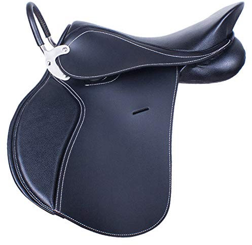 CLBING Pferdesattel Touristen Pauschenpferd Mit Ledersattel Armeesattel Vollsattel Pferdesattelzubehör,Black