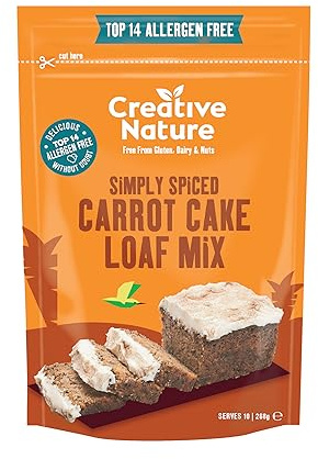 Creative Nature Gluten Free Cake Mix | Carrot Cake | Vegan & Free From Baking Mix | Gluten Free, Nut Free, Dairy Free & 100% Allergen Free | 268g