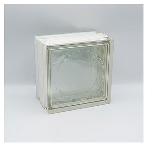 Fuchs Design THERMO BLOCK, 3x bloque de vidrio Alpha redondo transparente, 19x19x12cm, aislamiento térmico: Ug 1,2