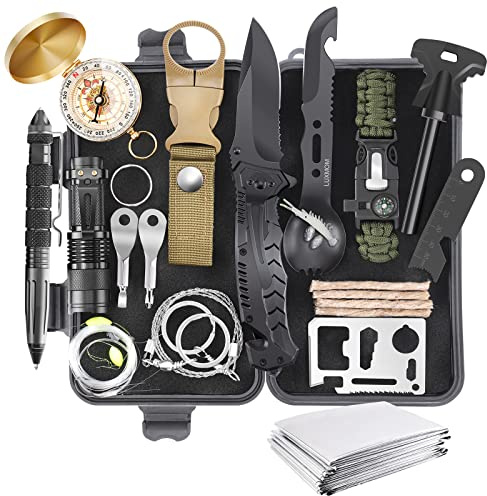 Gifts for Men Dad Christmas Husband Teenage Boy, Survival Kit 28 in 1, Survival Gear Tool Emergency Tactical Equipment Supplies Kits for Families Outdoors Camping Hiking Adventures