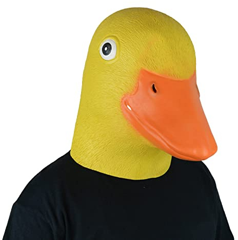 Voyiparty Yellow Duck Head Mask, Halloween Latex animal masks, Full Head Novelty Funny Mask for Cosplay Costume Party Christmas Props