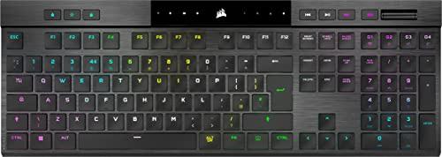 Corsair K100 AIR RGB Mechanical Gaming Keyboard - Ultra-Thin, Sub-1ms SLIPSTREAM WIRELESS, Low-Latency Bluetooth, CHERRY MX Ultra Low Profile Keyswitches - UK Layout, QWERTY - Black