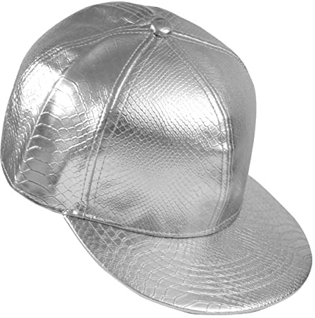 Eigso Metallic Leather Baseball Cap for Men Women Flat Brim Snapback Baseball Hat Adjustable