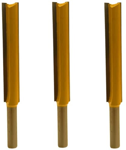 Rennie Tools - 3pcs 1/2 Cutting Diameter x 8mm Shank x 76mm Flute Extra Long TCT Tipped 2 Flute Straight Router Kitchen Worktop Cutter Bit. Compatible With Makita Bosch Trend Katsu Dewalt Router Etc