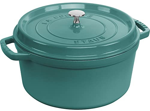 Staub Cast Iron 7-qt Round Cocotte - Turquoise