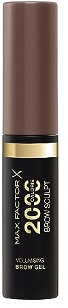 Max Factor 2000 Calorie Volumising Brow Sculpt Gel, Long-Lating, Plumped & Fuller-Looking Brows, Waterproof, Smudge-Proof, Shapes & Intensifies, 002 Soft Brown, 4.5 ml
