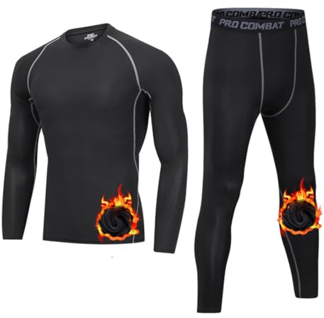 HZQIFEI Intimo Termico Uomo Set di Maglietta e Pantaloni a Compressione, Biancheria Intima Funzionale Termica Uomo per Sci Palestra Ciclismo Calcio Corsa (Stile#1, S)
