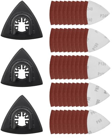 53 pezzi kit levigatura oscillante, Piastra di Levigatura a Delta, Piastra di Levigatura Utensile Multifunzione, 80mm Utensile Multifunzione Accessori, Piastra di Levigatura Utensile Multifunzione (A)
