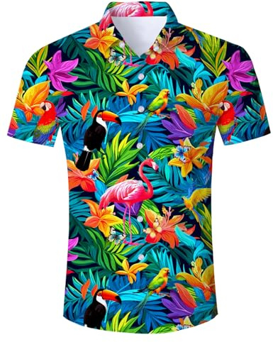 AIDEAONE Camicia Hawaiana Estiva Uomo Fashion Manica Corta Camicia da Spiaggia Vacanza Camicia