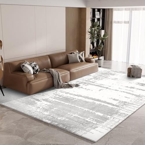 Vamcheer Modern Area Rug- Upgraded 10mm Thick Sponge for Exceptional Comfort, Abstract Area Rug for Living Room/Bedroom/Office, Non-Shedding & Easy to Clean, Grey, 120x170cm