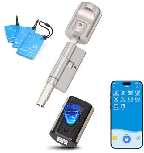 WELOCK Touch63 Fingerabdruck Elektronisches Türschloss Haustür Abnehmbarer Frontgriff Schloss,Bio-Fingerabdruck WI-FI(Zusätzlicher Kauf WIFIBOX 3),mit RFID-Karte BLE APP IP65 für 50-100mm Türen