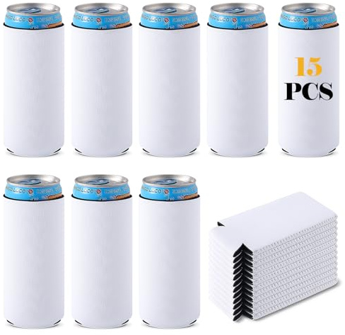 Desing Wish 15 Piezas 12 oz Slim Espuma Funda para Latas de Cerveza Can Cooler Sleeve Enfriador Soporte de Latas Coke Can Cover Antideslizante Manga Aislante para Bebidas Manga Refrigerante Fiestas