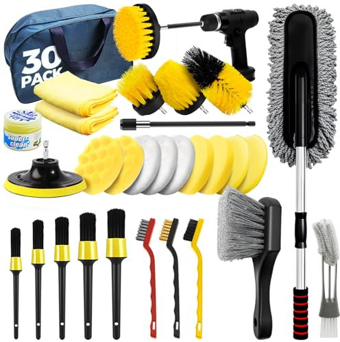 ALFLOD 30Pcs Car Detailing Kit for Interior, Exterior and Wheel Cleaning