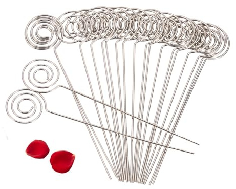 WPKD BLUEIY 50 Pcs Porte Photo,Mémo Clips en Métal,Porte Cartes,Pinces à Mémo Rondes Argentées,pour Office School Home Gateau Decoration(Round Shape,12x2,4cm)