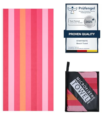 Startseite 200 x 90 cm Microfibre Towel - Large Size Quick Drying Microfibre Beach Towels for adults, Sand-Free, Absorbentextra large Beach Towels for adults - Includes Storage Bag (Pink Stripes)