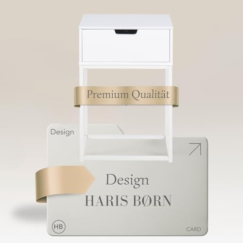 Haris Børn® Nachttisch Weiß – Nachtschrank in Premium Qualität und zeitlosem skandinavischem Design – Nachttische für EIN gemütliches Schlafzimmer – stabil & elegant – 30 Tage testen