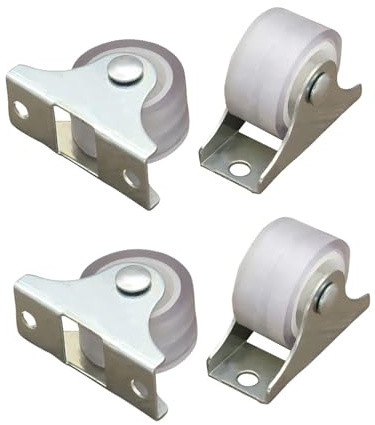 GUYTRM 4Pcs 1 Inch Rail Fixed Casters Flight Boxes Small One-Way Wheel Furniture Casters Mute Silencing Trolley Pulley Wheel White 25mm lingli