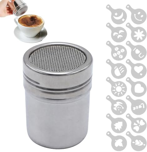 YOFDAL 1 PCS espolvoreadores de azúcar en polvo, acero inoxidable, con colador de harina fina y tapa, para hornear, cocinar, hogar, apto para lavavajillas