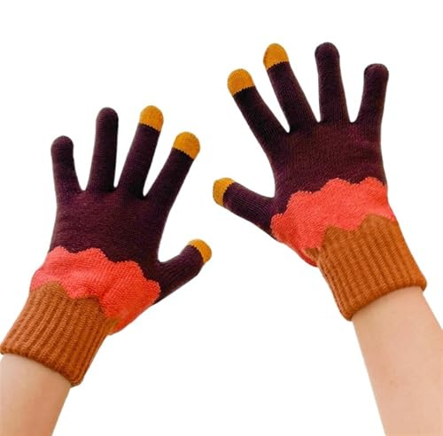 Vinterhandskar dam varma vinterhandskar i ull för kvinnor och män, tjocka stickade pekskärmshandskar, utomhus skidvantar, vindtäta, G10, One size