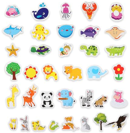 YIPFEN 36 Pcs Magneti Bambini Calamite Frigorifero Animal Magnets Calamite Frigorifero Bambini Giocattoli Educativi in Legno Magneti per Cartoni Animati per Lavagne Magnetiche Frigoriferi E Lavagne