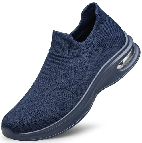 SURFING TREE Men's Running Trainers Lightweight Breathable Walking Shoes Non Slip Athletic Sneakers Workout Casual Fashion Shoes Navy Blue Size 9.5