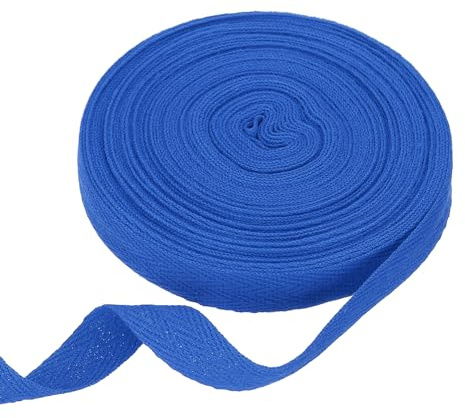 QUARKZMAN Nastro in Cotone A Spina di Pesce 5/8 di Pollice 11 Iarde Nastro A Tessitura Obliqua Rotolo di Nastro per Bordatura per Fai da Te Cucito Incarto Regali Blu Brillante