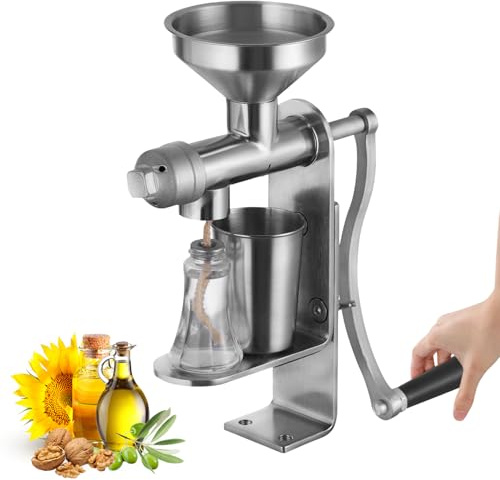 Pressa manuale per olio - Pressa a caldo fredda in acciaio inossidabile per uso domestico, estrattore di olio di semi di noce, alta resa di olio, benefici per la salute commerciale