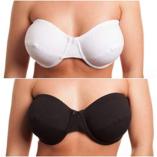 Hillblake by Dipti Strapless Multiway Crossover Halterneck Underwired Bra 34 36 38 40 42 B C D DD (36DD, White)