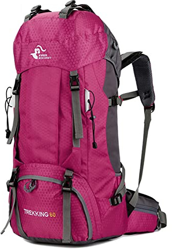 Bseash 60L Waterproof Hiking Camping Backpack with Rain Cover, Lightweight Outdoor Sport Travel Daypack Rucksack for Climbing Skiing