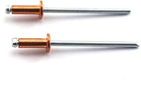 HJ Garden 60pcs 1/8 x 3/8 Inch (3.2x9mm) Red Copper Blind Rivet Self-Plugging Open End Dome Head Decorating Fastener Nails Pop Rivets Core Pulling Rivets Grip Pange 1/8-2/11 Inch (3.1-4.7mm)