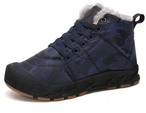 FANSITE Boys Snow Boots Winter Waterproof Slip Resistant Cold Weather Shoes（Little Kid/Big Kid blue29