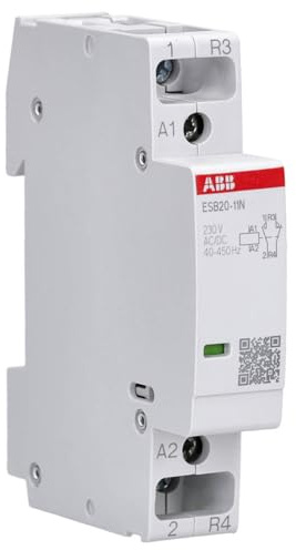 ABB ESB20-11N-06 Installationsschütz (Öffner) – 20 A 1 NO + 1 NC 230 V AC/DC 2-polig 18 mm für DIN-Hutschiene geräuscharm 1SBE121111R0611