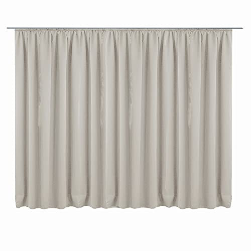 JEMIDI Vorhang blickdicht 245x300cm - Gardine mit Kräuselband Universalband - 100% Polyester Schal lang für Wohnzimmer Schlafzimmer - hellgrau