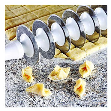 Uzman Teigroller 9 Rollen Teigschneider Teigmesser Seitenschneider Pizzaschneider Schneider Rad für Maultasche Ravioli Manti Küchenbacken Küchenhelfer