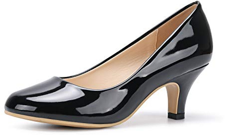 Phorecys Femme Escarpins Petit Talon Hauteur 6 cm Chaussure Taille 35-44 Talon Aiguille Confortable Sexy Escarpins Mariage Soirée Travail Noir Verni-12