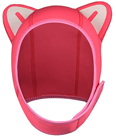 Wetsuit Hood Cat Ears 3mm Neoprene Scuba Diving Hood for Women Children, Scuba Dive Cap Hat Thermal Surfing Hood with Flow Vent for Snorkeling Swimming Water Sports (Pink/White)